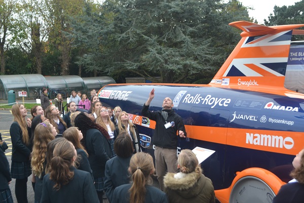 Folkestone Girls School pupils find out about  the Bloodhound car