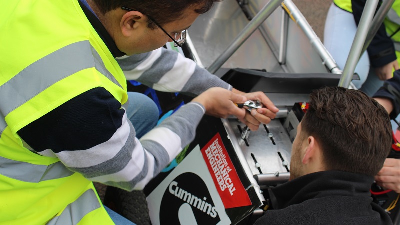 Working on the demonstrator car